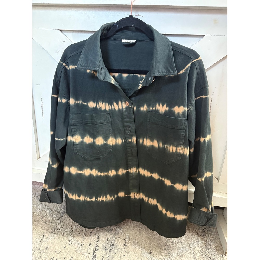 JodiFL Bleach Tie Dye Oversized Shirt Jacket Women's M Button‎ Up Long Sleeve